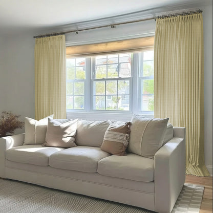 Chevron Textured Linen 100% Blackout Lining Curtain Pleated - LuxDrape