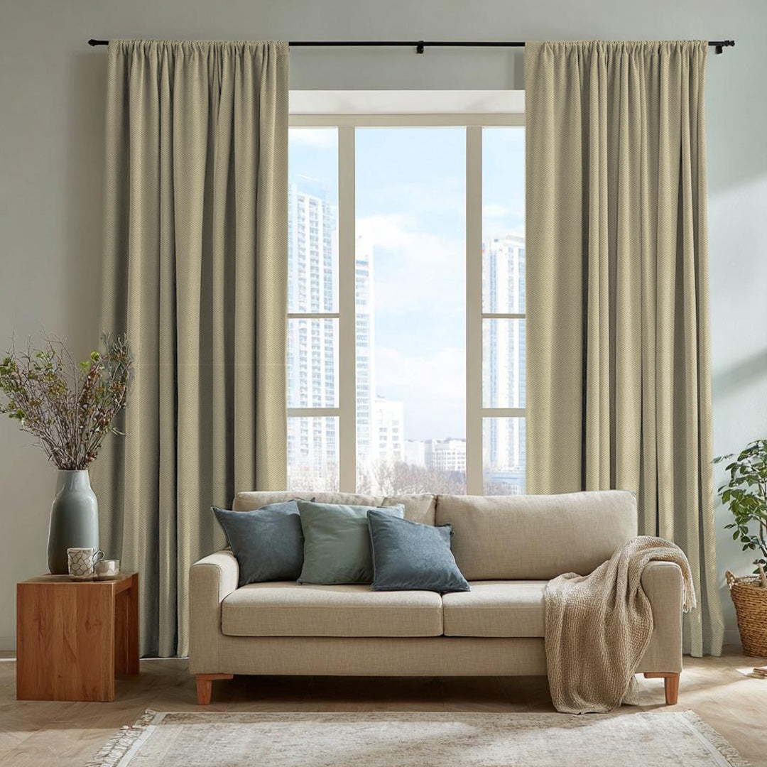 Chevron Textured Linen Blend Drapes Soft Top