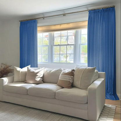 Chevron Textured Linen Thermal Sound Proof Curtain Pleated - LuxDrape