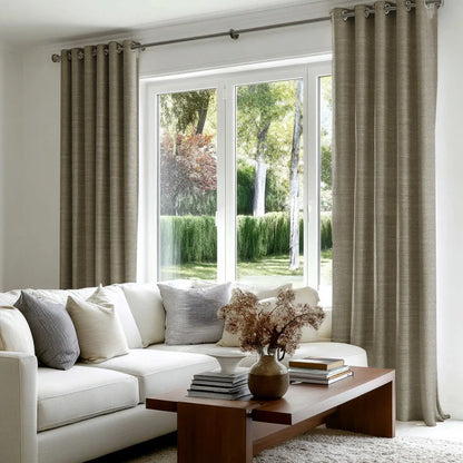 Chevron Textured Linen Blend Drapes Grommet - LuxDrape