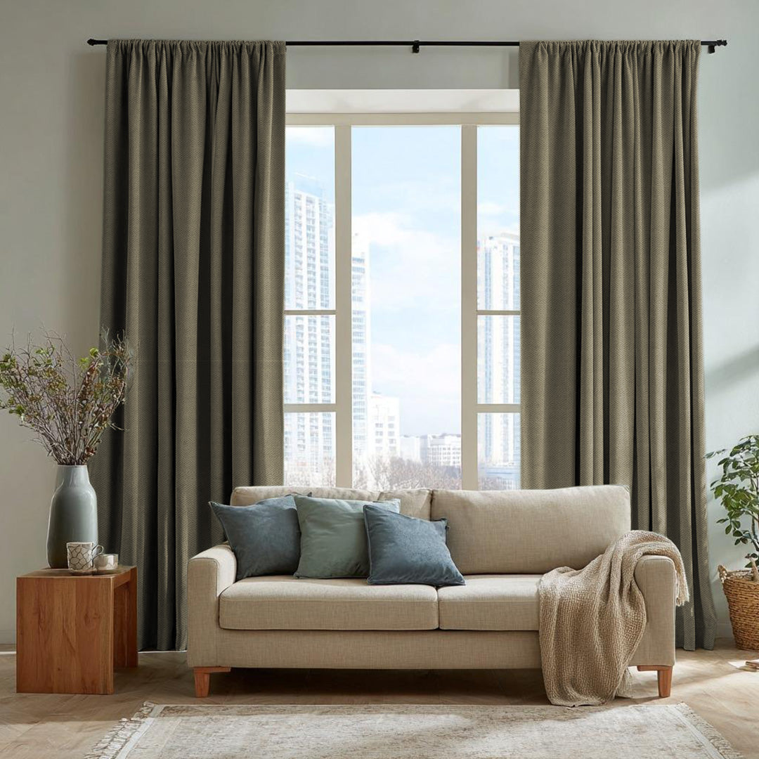 Chevron Textured Linen Blend Drapes Soft Top