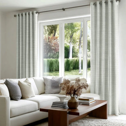 Chevron Textured Linen Blend Drapes Grommet - LuxDrape