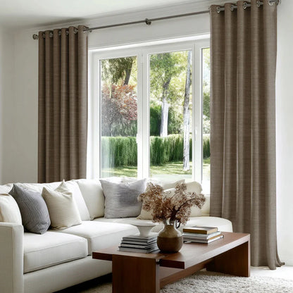 Chevron Textured Linen Blend Drapes Grommet - LuxDrape