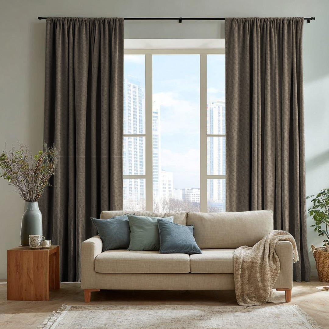 Chevron Textured Linen Blend Drapes Soft Top