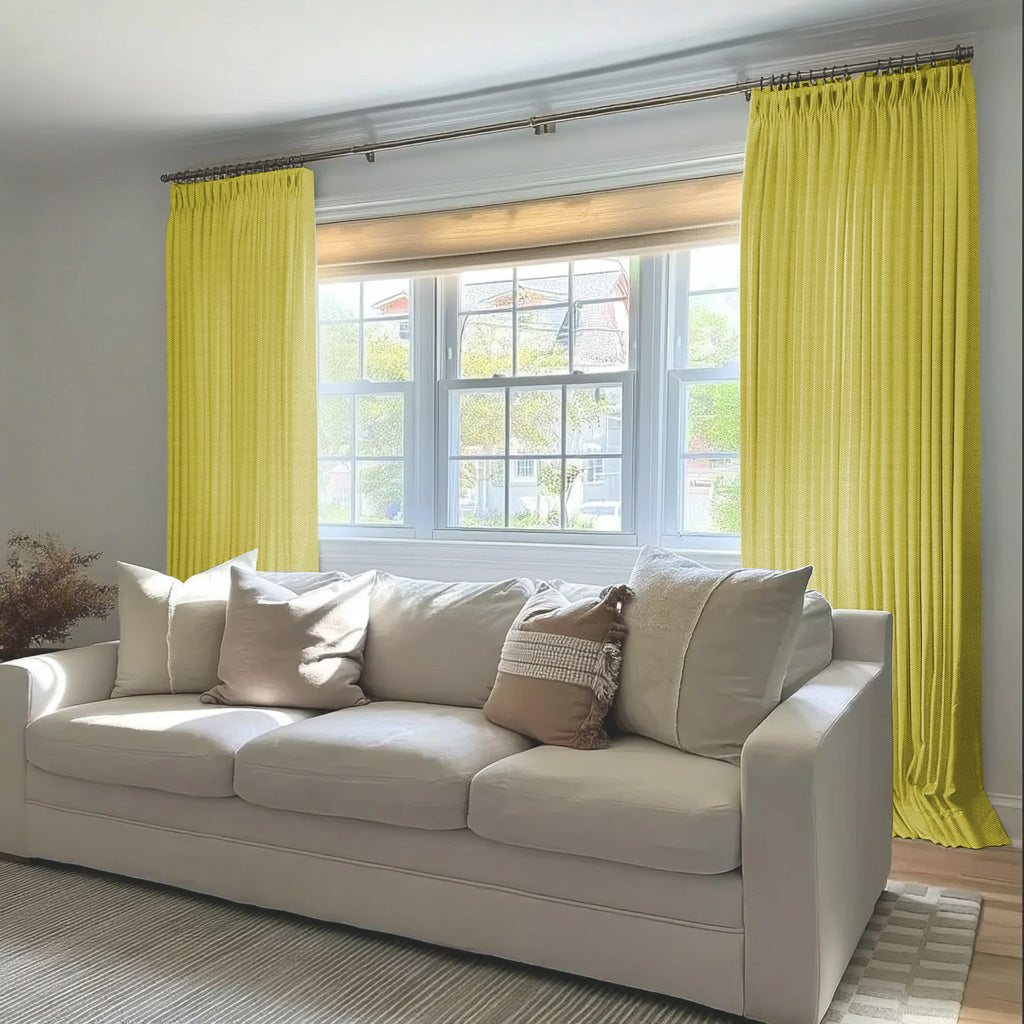 Chevron Textured Linen Blend Drapes Pleated