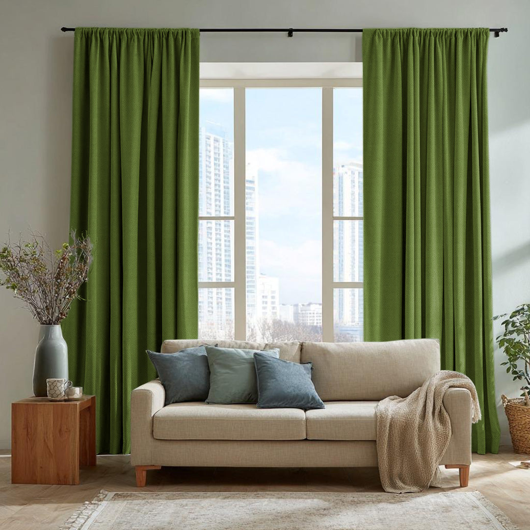 Chevron Textured Linen Blend Drapes Soft Top