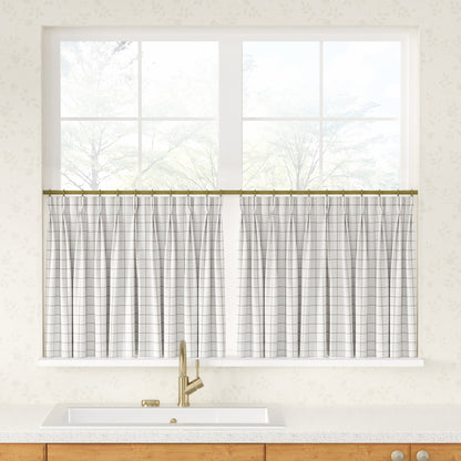 Sienna Striped Pattern Linen Blend Pleated Cafe Curtains
