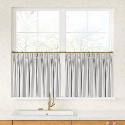Sienna Striped Pattern Linen Blend Pleated Cafe Curtains