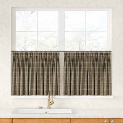 Sienna Striped Pattern Linen Blend Pleated Cafe Curtains