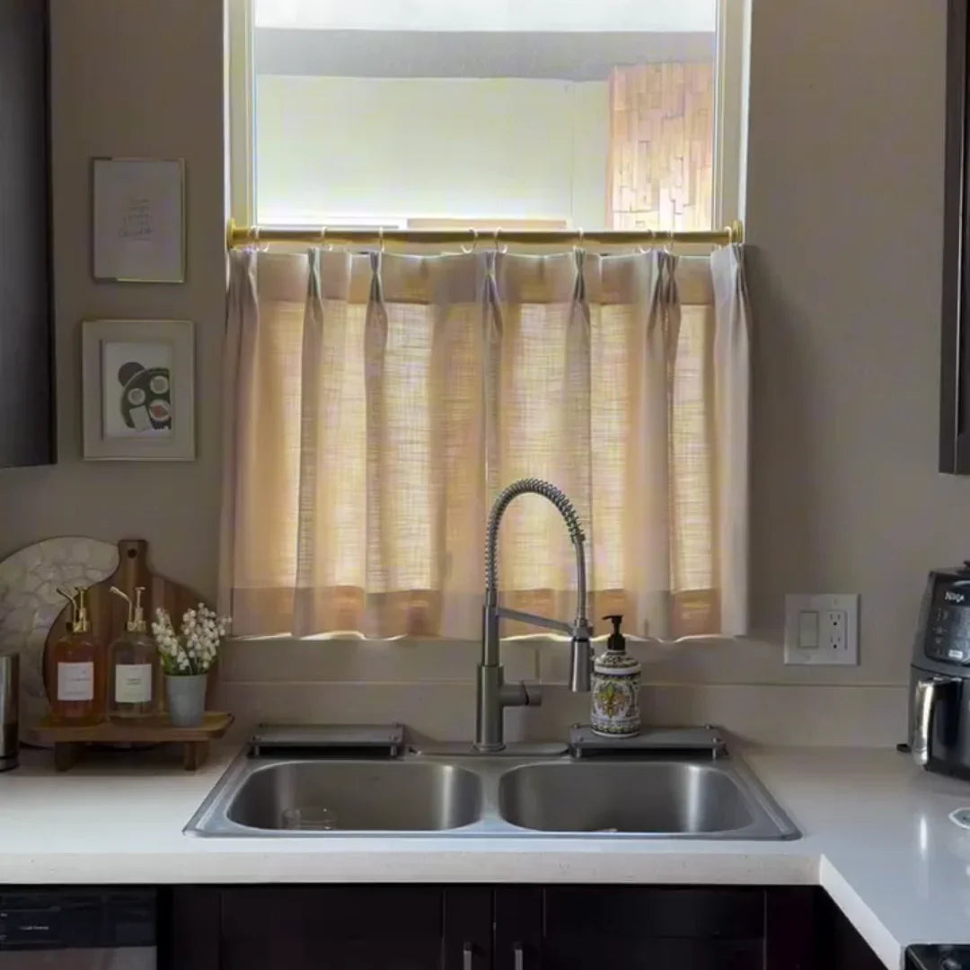 Florence Linen Pleated Cafe Curtains - LuxDrape