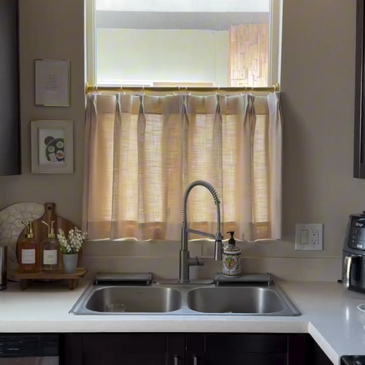 Florence Linen Pleated Cafe Curtains