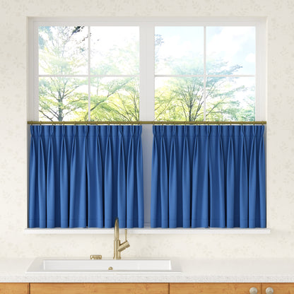 Chevron Herringbone Pattern Linen  Pleated Cafe Curtains