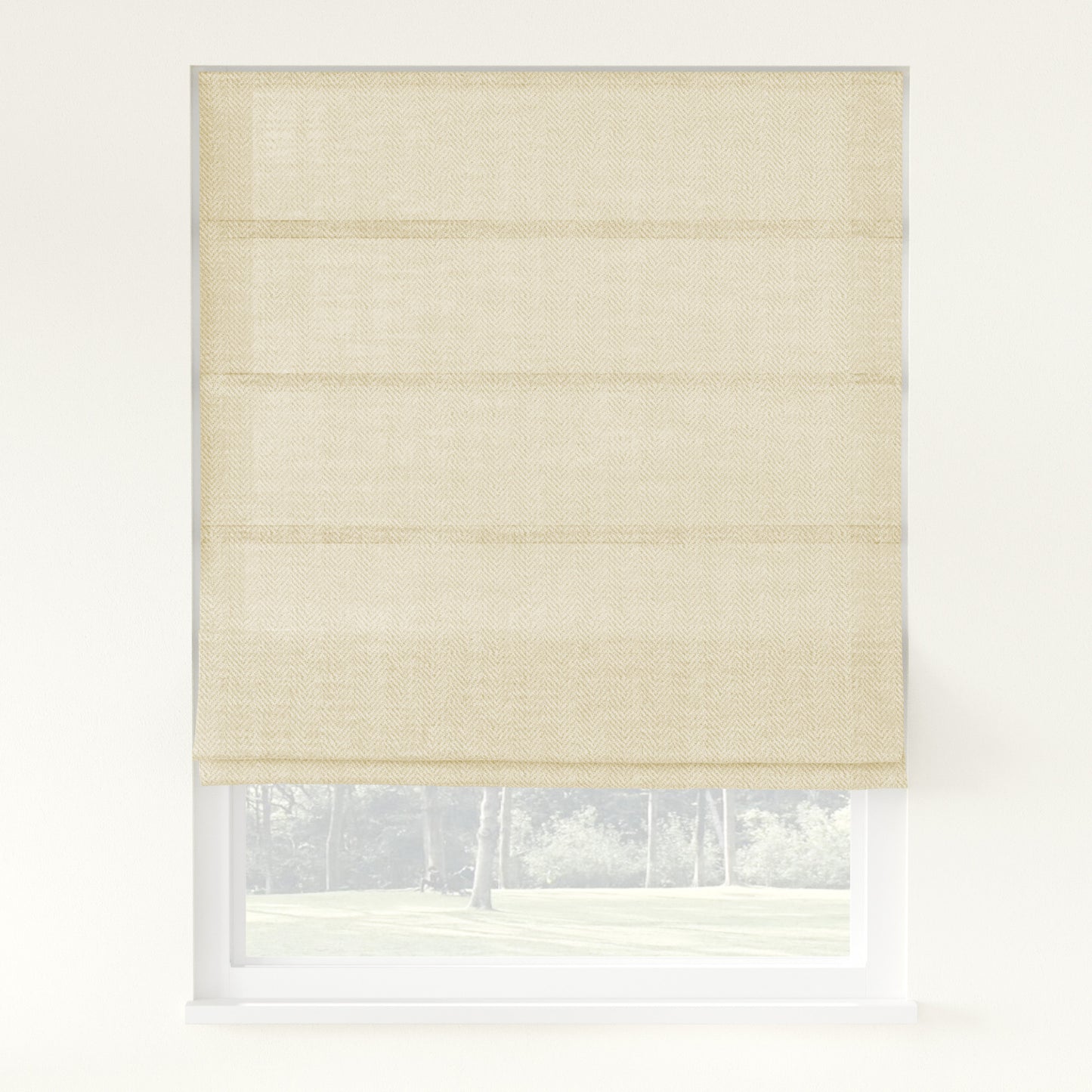 Chevron Herringbone Weave Linen  Roman Shade Cordless