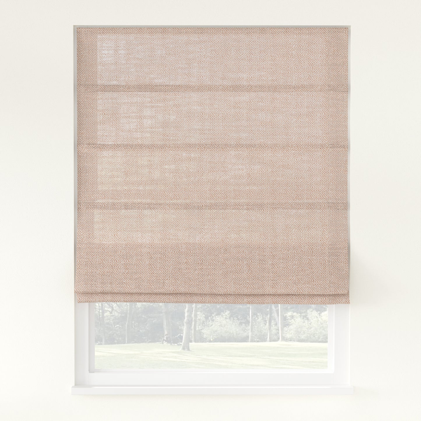 Chevron Herringbone Weave Linen  Roman Shade Cordless