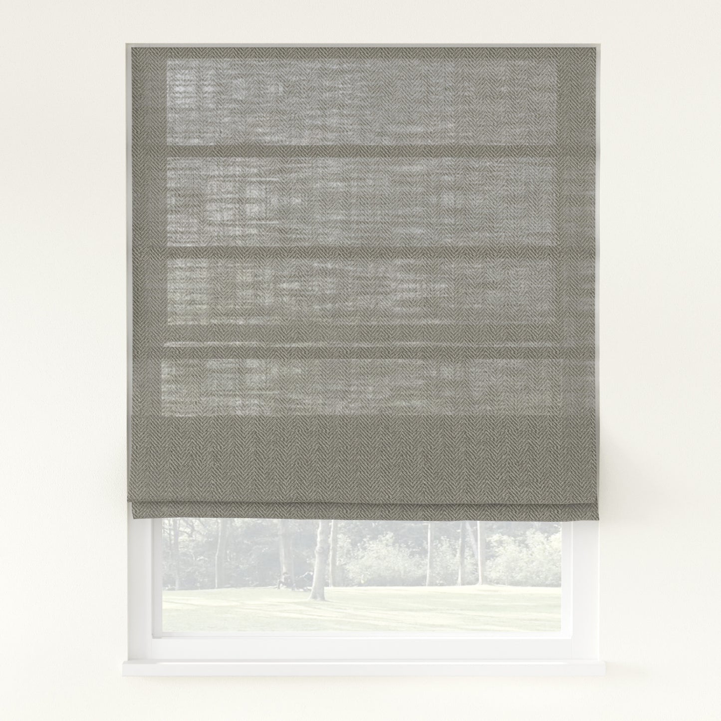Chevron Herringbone Weave Linen  Roman Shade Cordless
