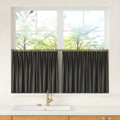 Chevron Herringbone Pattern Linen  Pleated Cafe Curtains