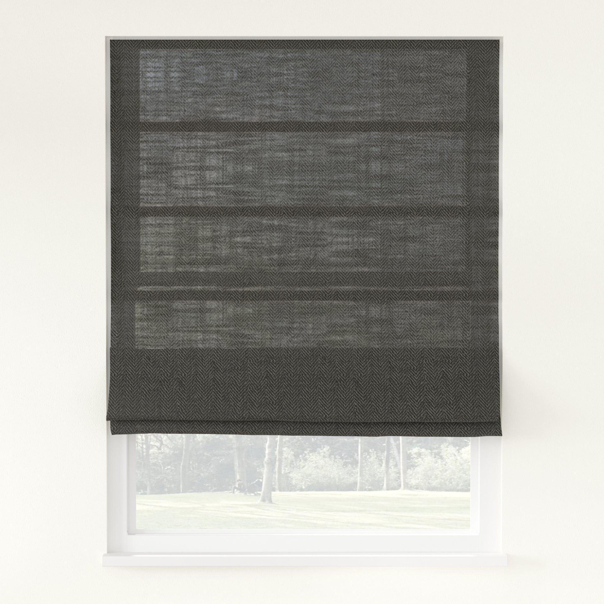 Chevron Herringbone Weave Linen Roman Shade Cordless - LuxDrape