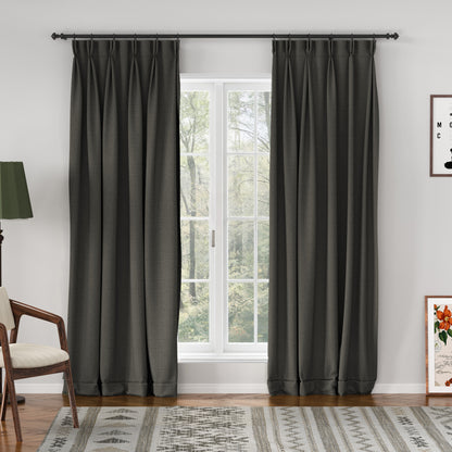 Chevron Textured Linen Blend Drapes Pleated