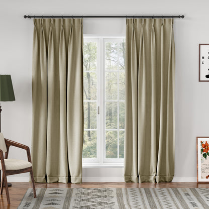 Chevron Textured Linen Blend Drapes Pleated