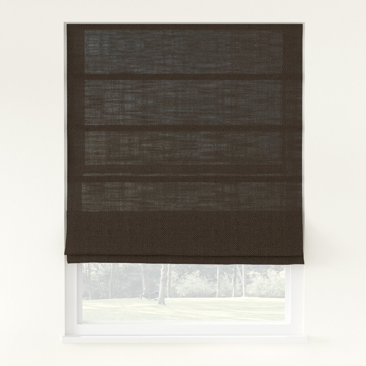 Chevron Herringbone Weave Linen  Roman Shade Cordless