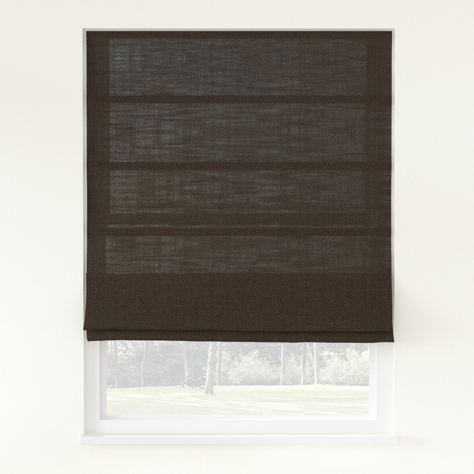 Chevron Herringbone Weave Linen Roman Shade Cordless - LuxDrape