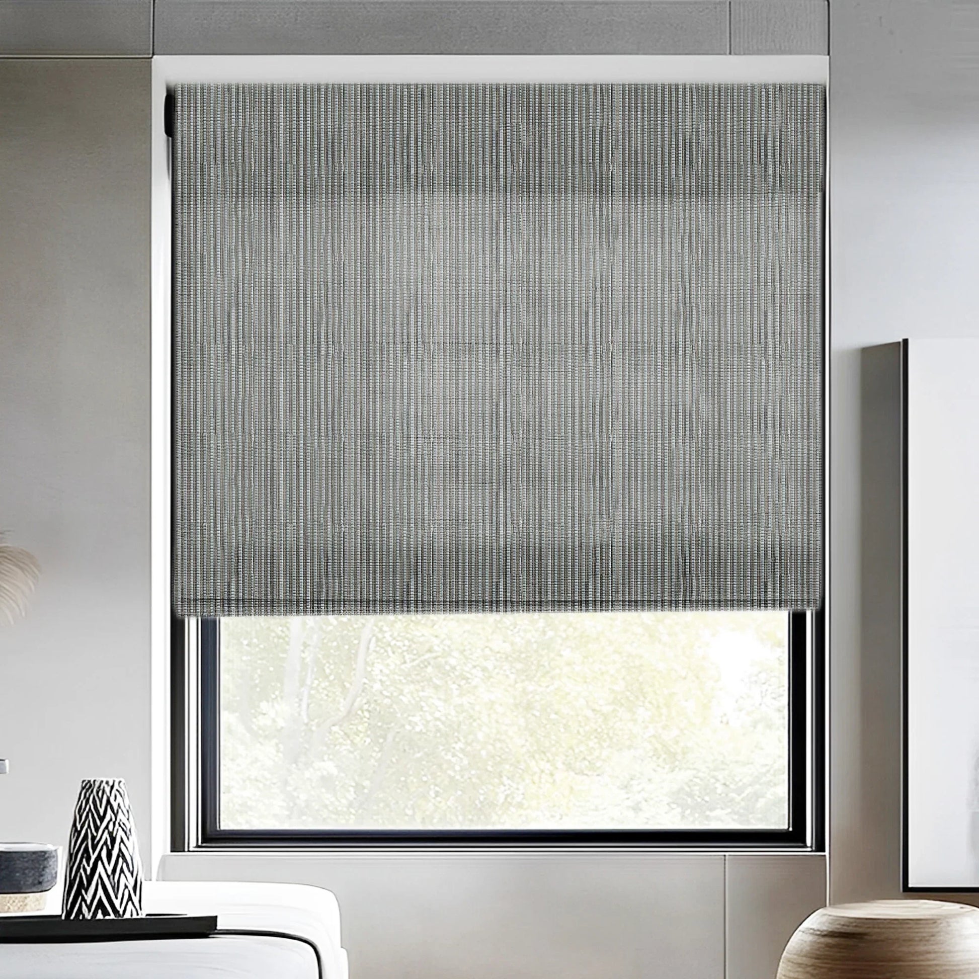 Natural Bamboo Woven Wood Blinds & Shades | Sesame Gray - LuxDrape