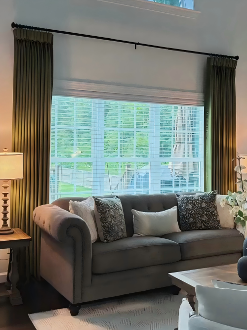 Chevron Textured Linen Thermal Sound Proof Curtain Pleated - LuxDrape