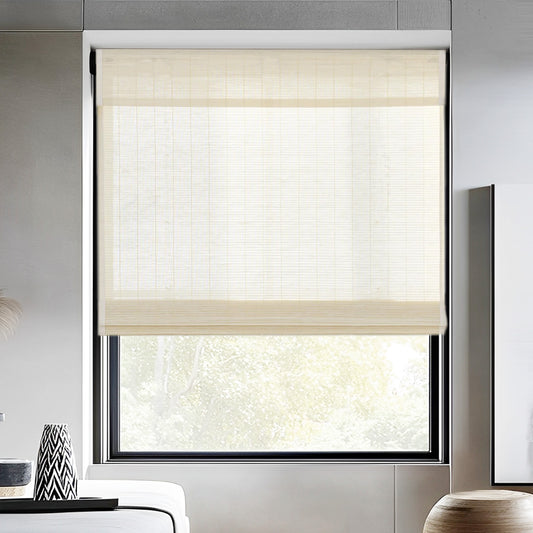 Flax-Bamboo Blend Shades, Cream - LuxDrape