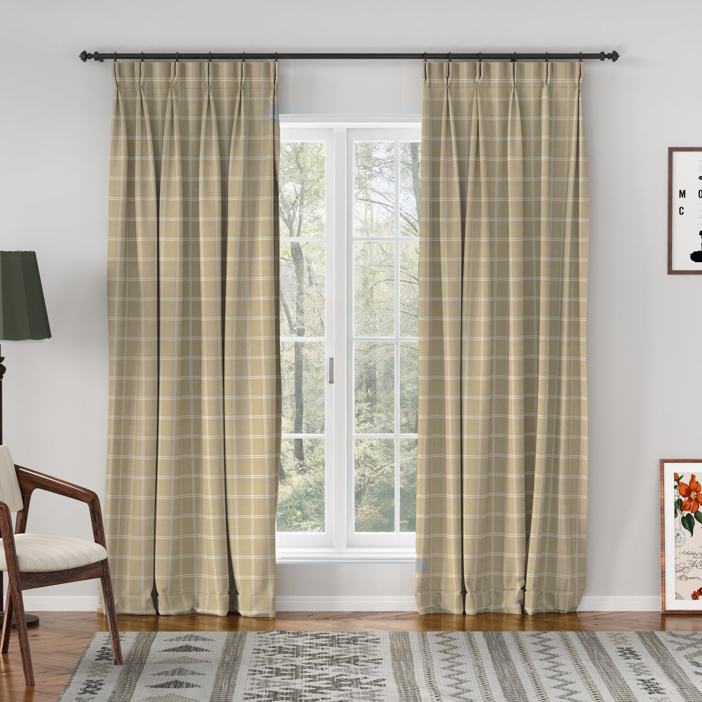 Sienna Striped Pattern Linen Blend Drape  Pleated