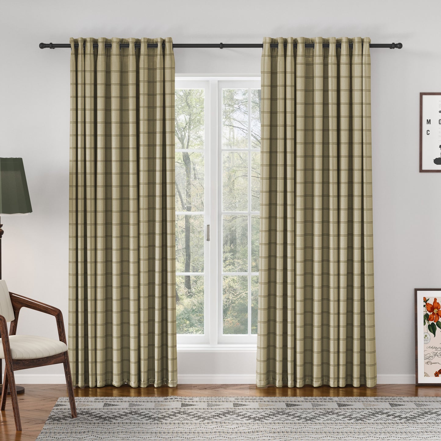 Sienna Striped Pattern Linen Blend Drape  Grommet