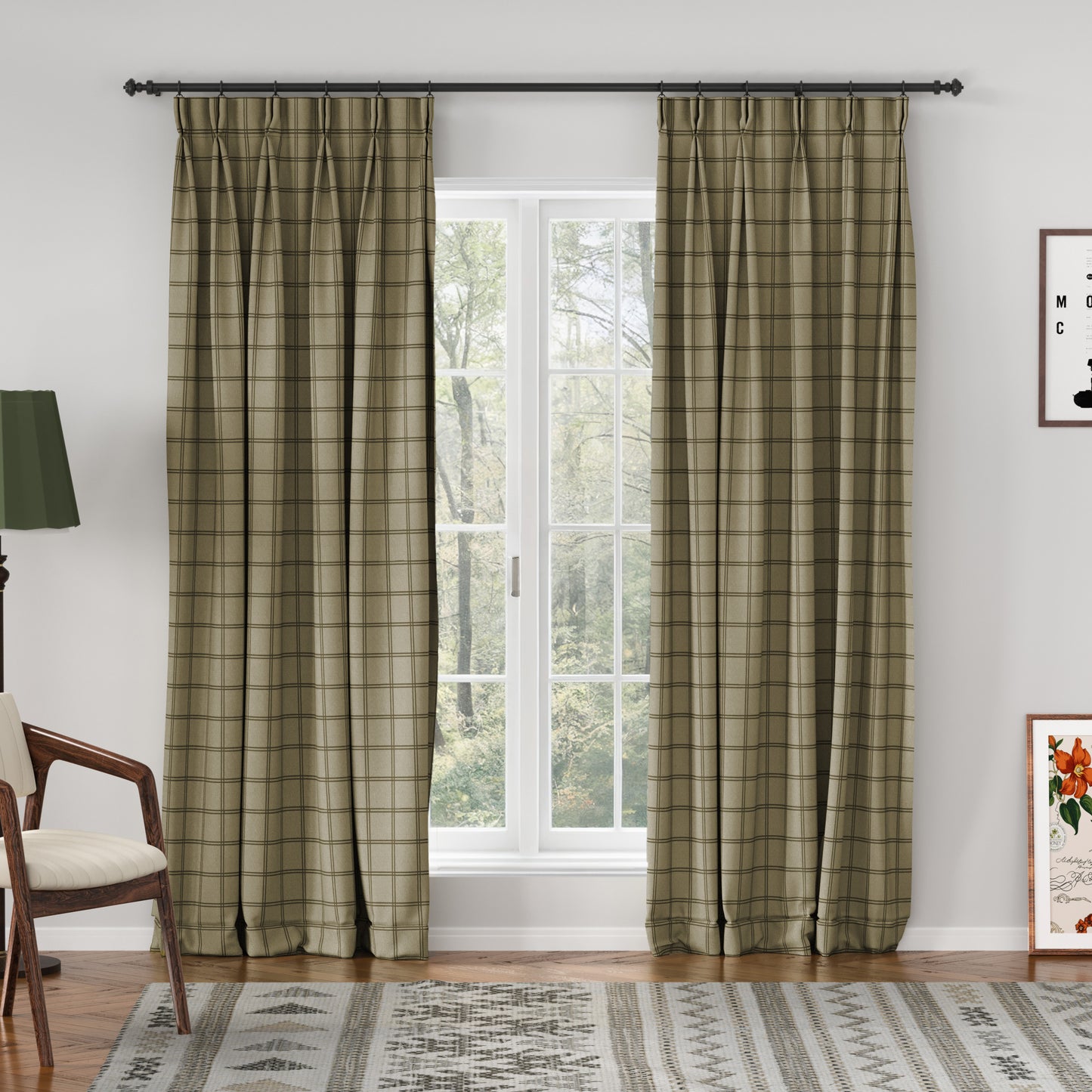 Sienna Striped Pattern Linen Blend Drape  Pleated