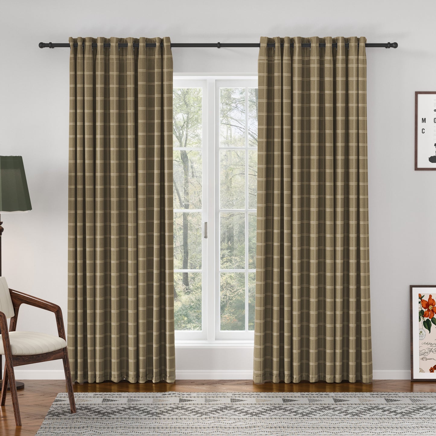 Sienna Striped Pattern Linen Blend Drape  Grommet