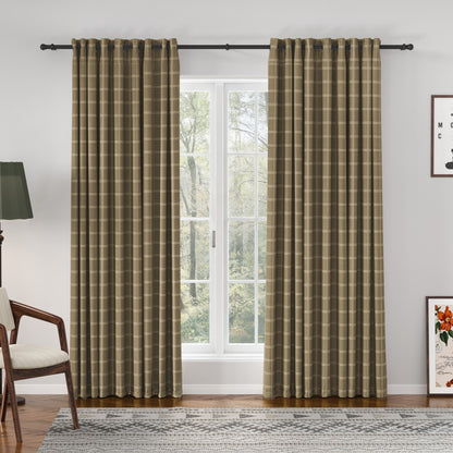 Sienna Striped Pattern Linen Blend Drape  Grommet