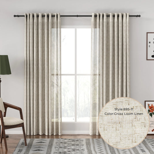 Auriel Beige Sheer Curtains Drapes Grommet LuxDrape
