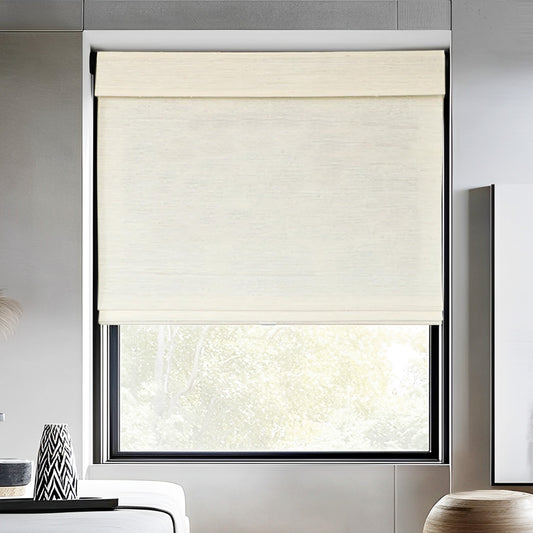Woven Bamboo Shade, Marble White - LuxDrape