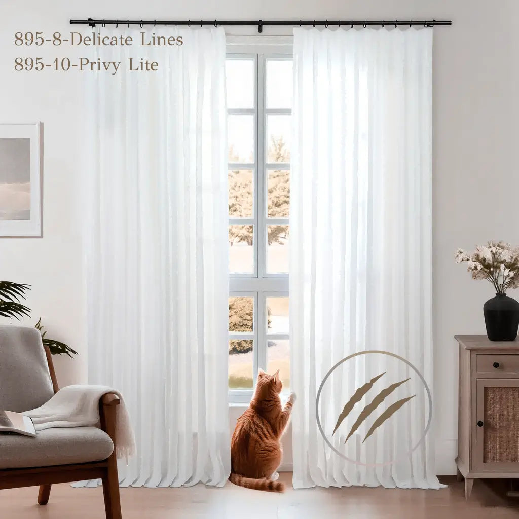 Auriel Scratch Resistant Pet-Friendly Semi Sheer Curtain Pleated LuxDrape