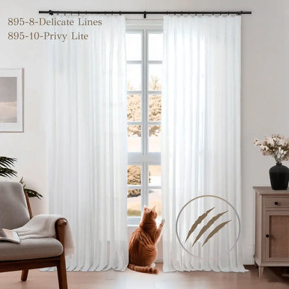 Auriel Scratch Resistant Pet-Friendly Semi Sheer Curtain Pleated LuxDrape