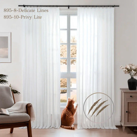 Auriel Scratch Resistant Pet-Friendly Semi Sheer Curtain Pleated LuxDrape