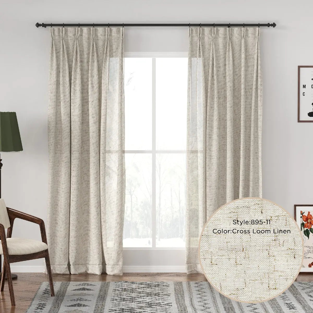 Auriel Beige Sheer Curtains Drapes Pleated LuxDrape