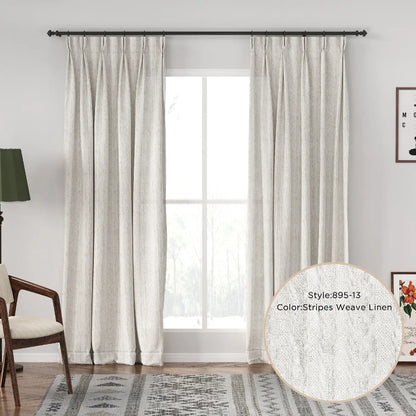 Auriel Beige Sheer Curtains Drapes Pleated LuxDrape