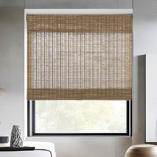 Jute-Bamboo Blend Shades, Spiced Rum - LuxDrape