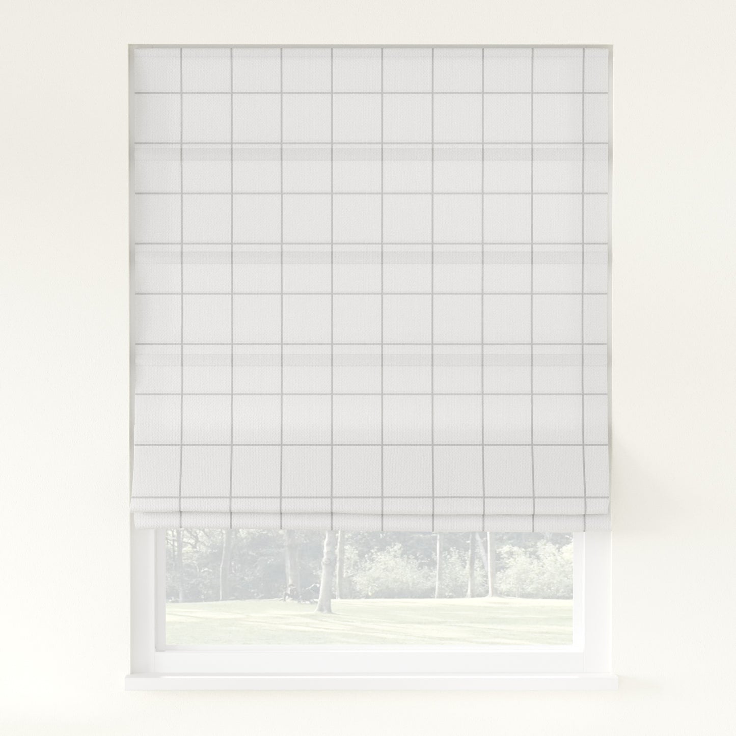 Sienna Linen Plaid Striped Roman Shade Cordless