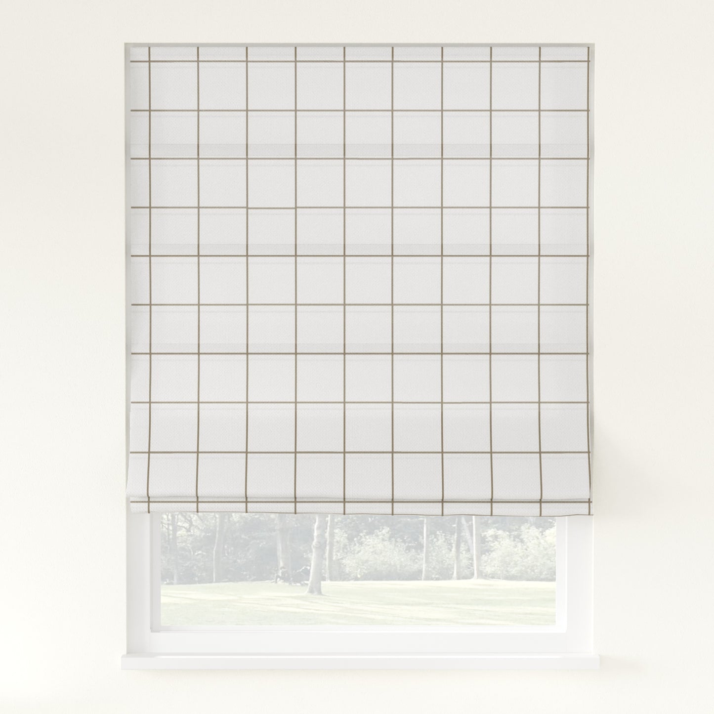 Sienna Linen Plaid Striped Roman Shade Cordless