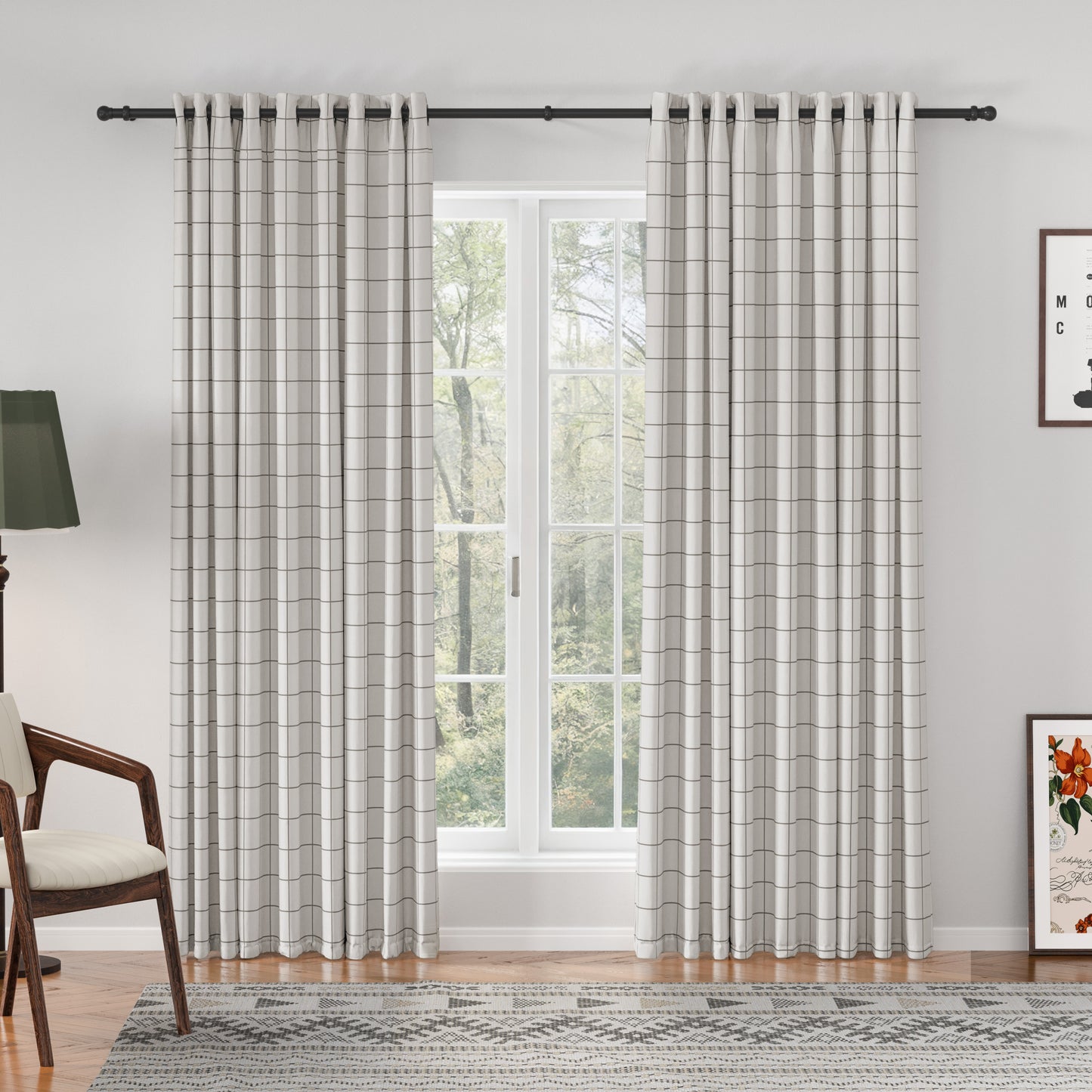Sienna Striped Pattern Linen Blend Drape  Grommet