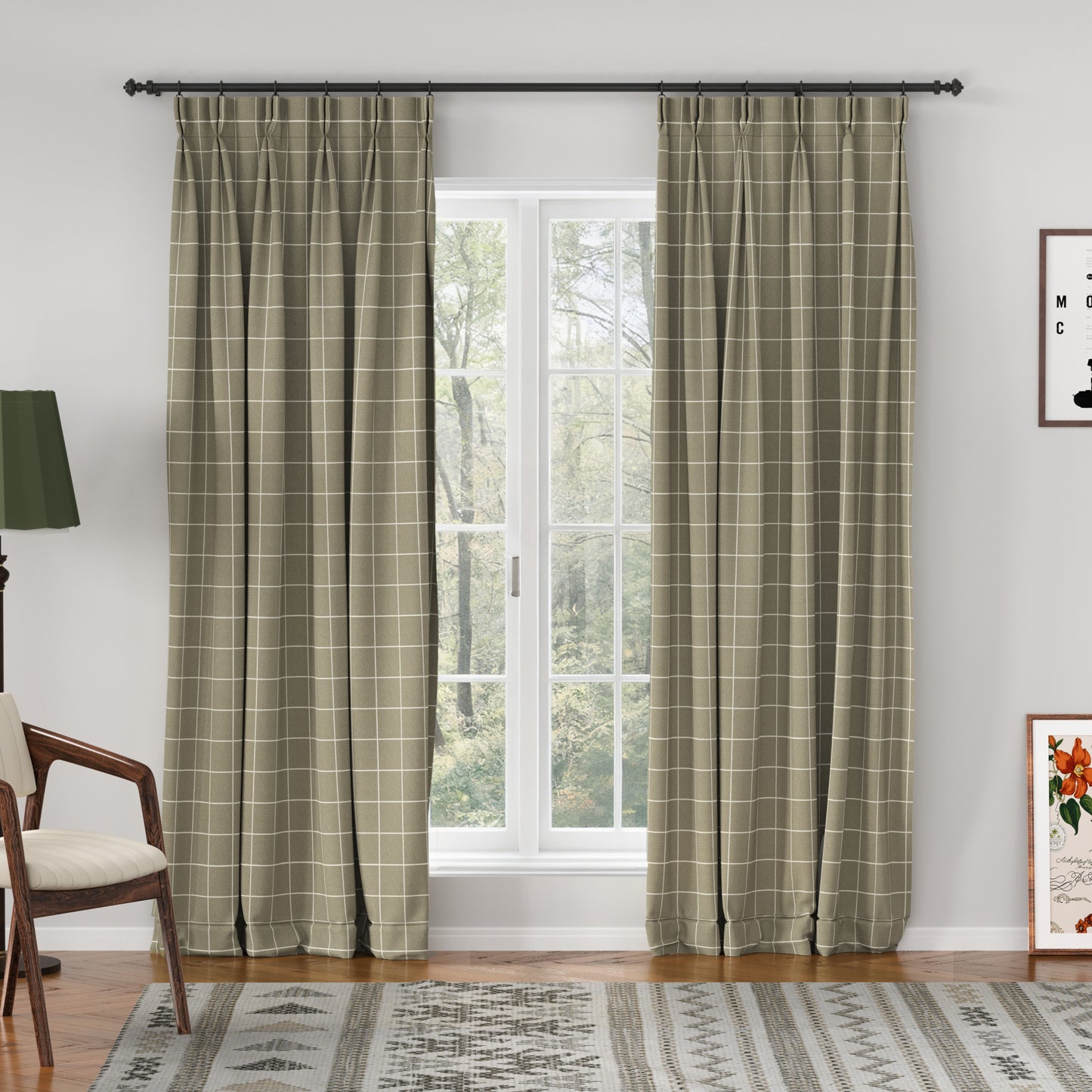 Sienna Striped Pattern Linen Blend Drape  Pleated