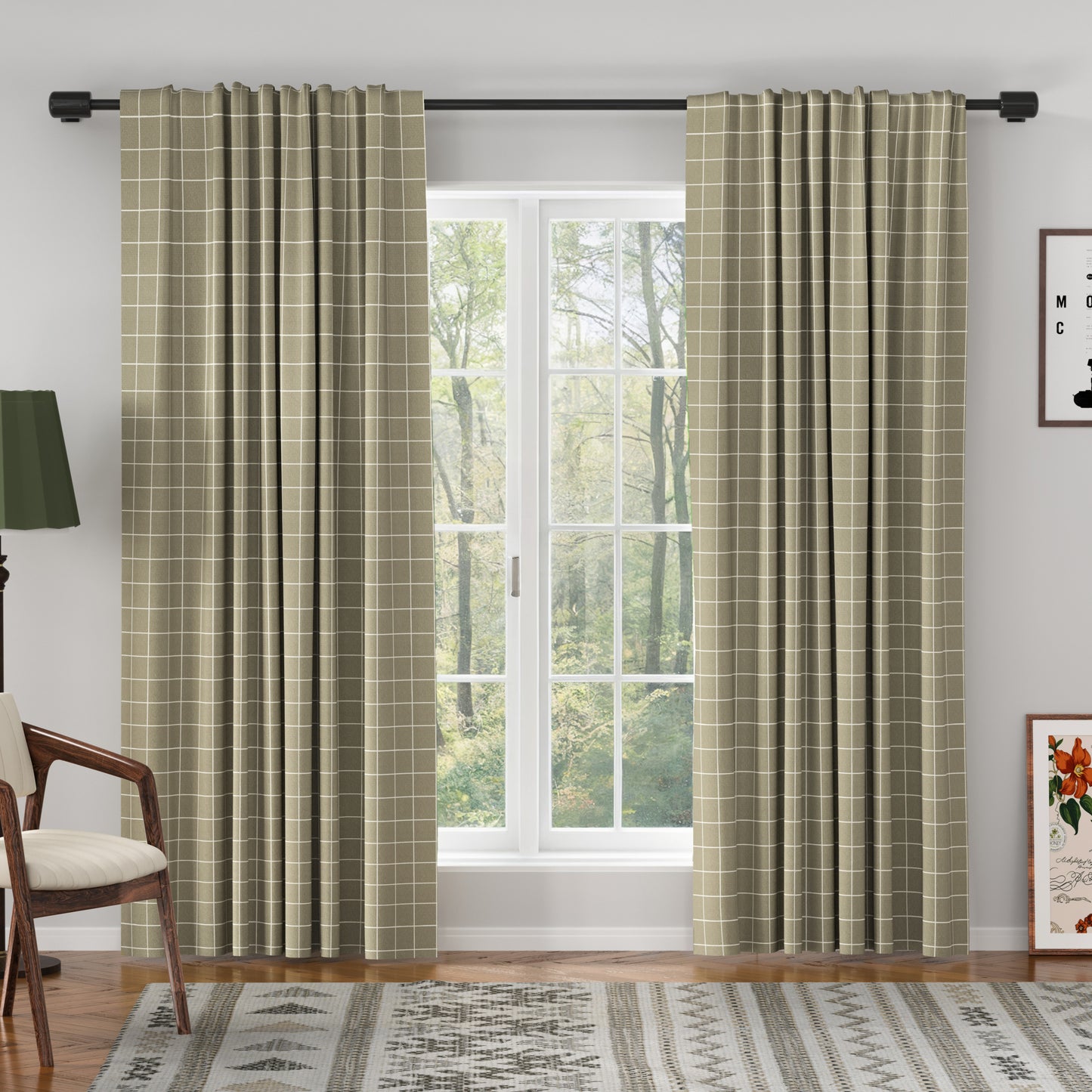 Sienna Striped Pattern Linen Blend Drape  Grommet