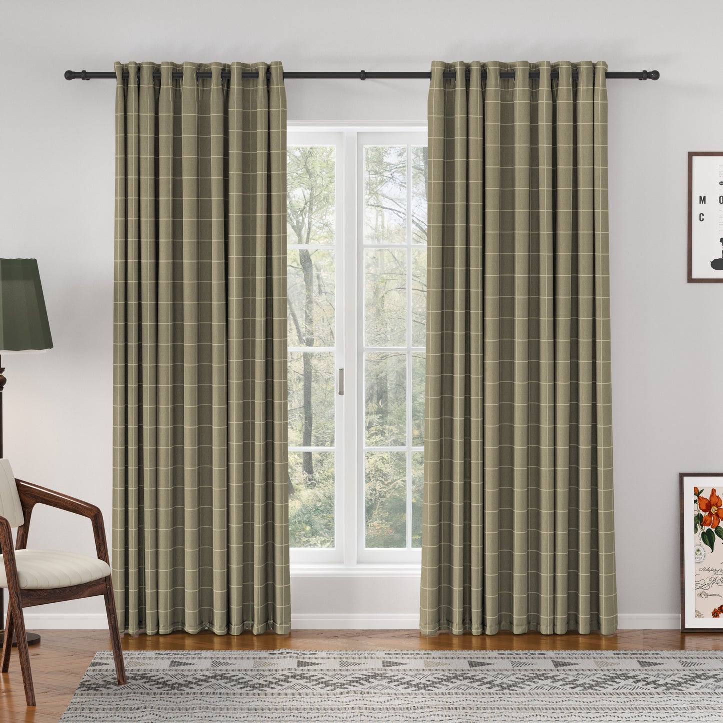 Sienna Striped Pattern Linen Blend Drape  Grommet