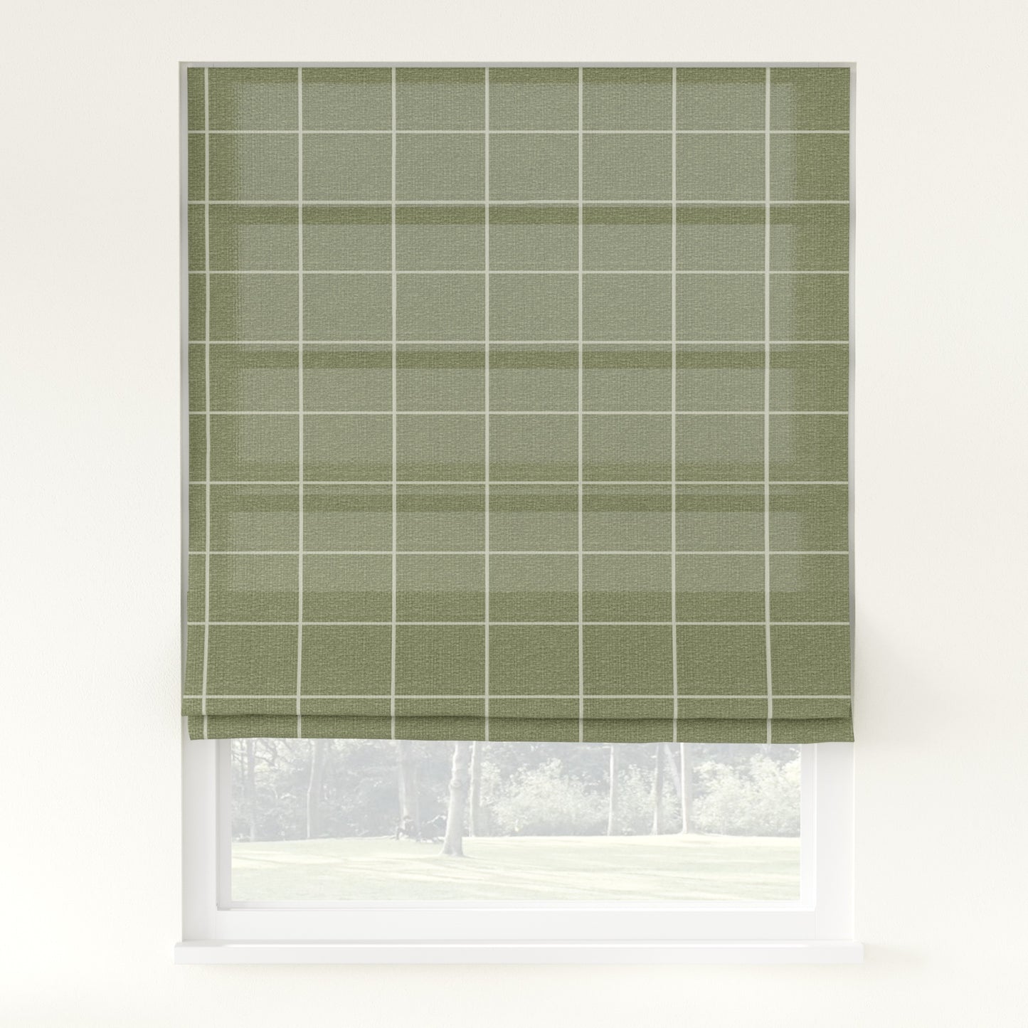 Sienna Linen Plaid Striped Roman Shade Cordless