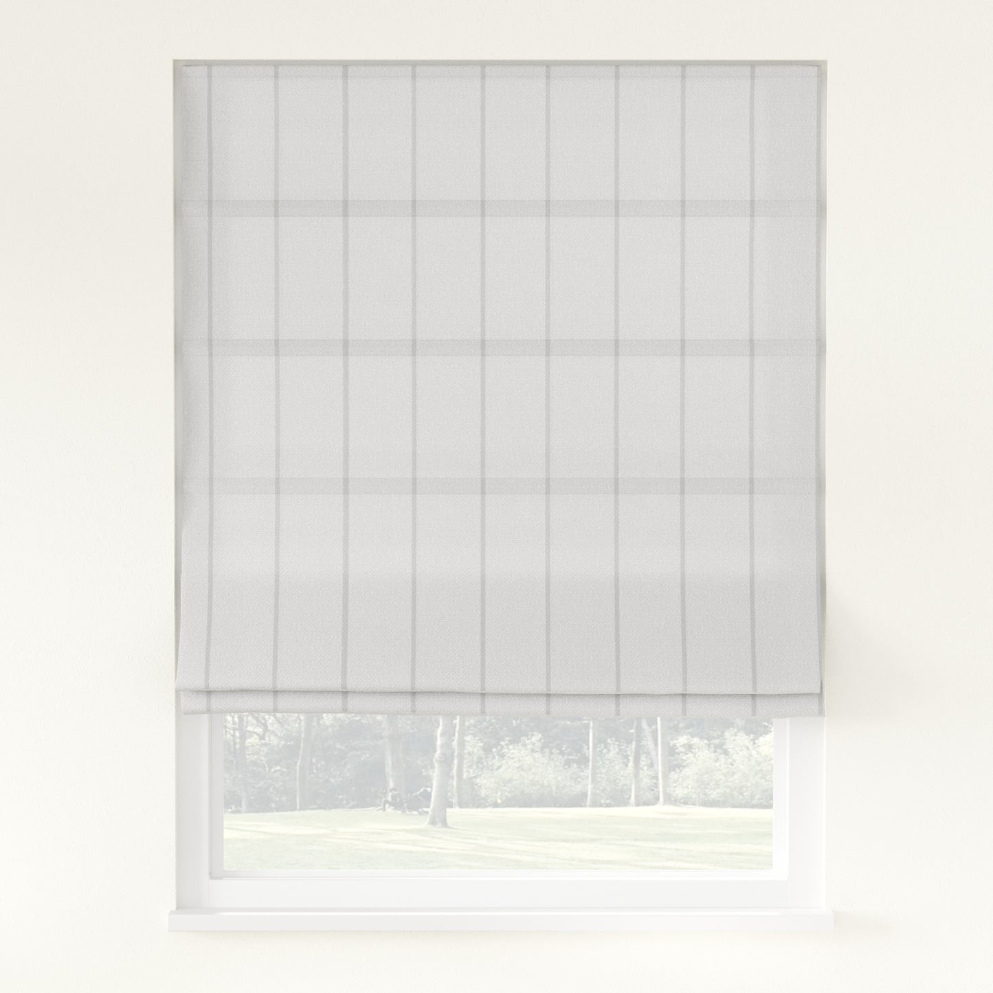Sienna Linen Plaid Striped Roman Shade Cordless