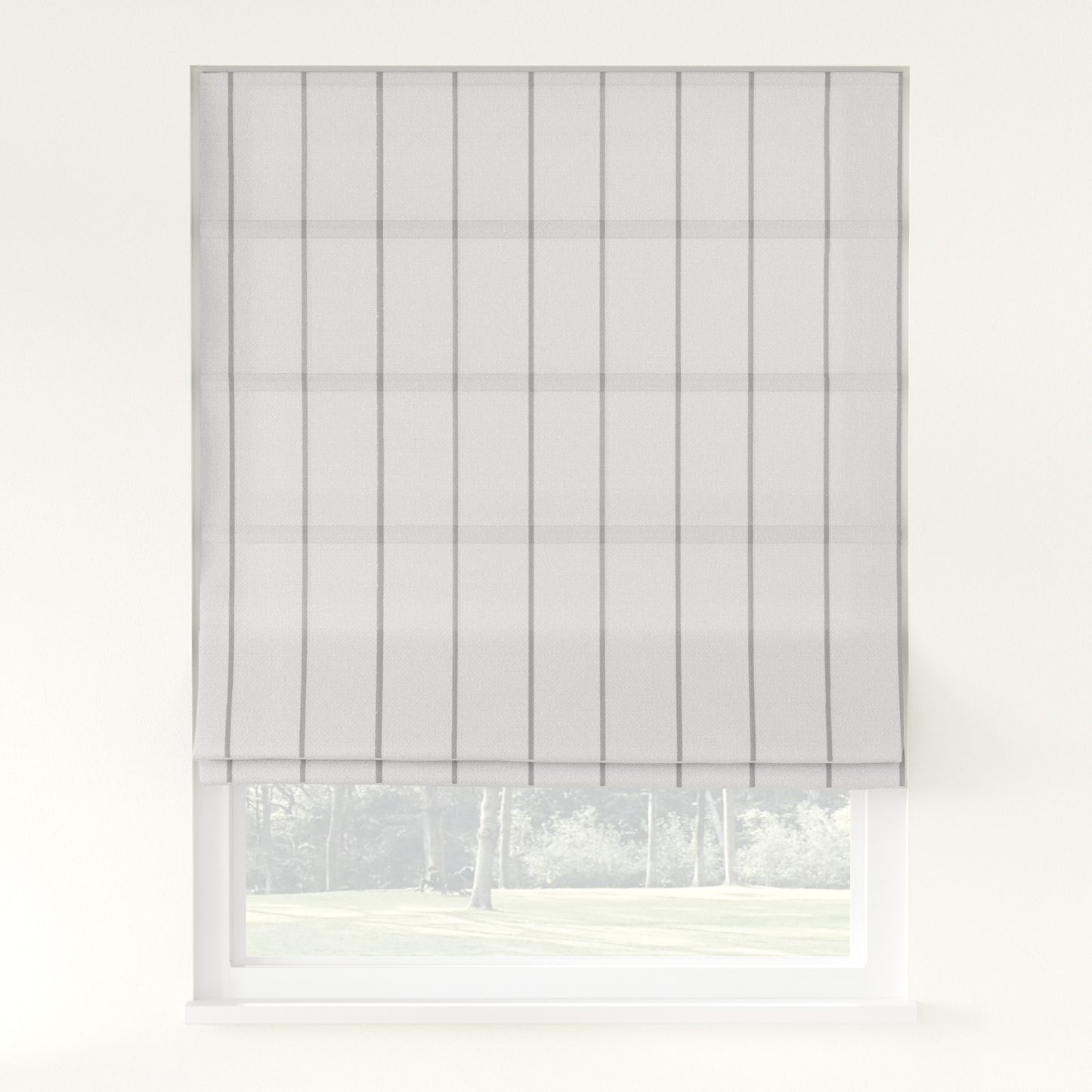 Sienna Linen Plaid Striped Roman Shade Cordless